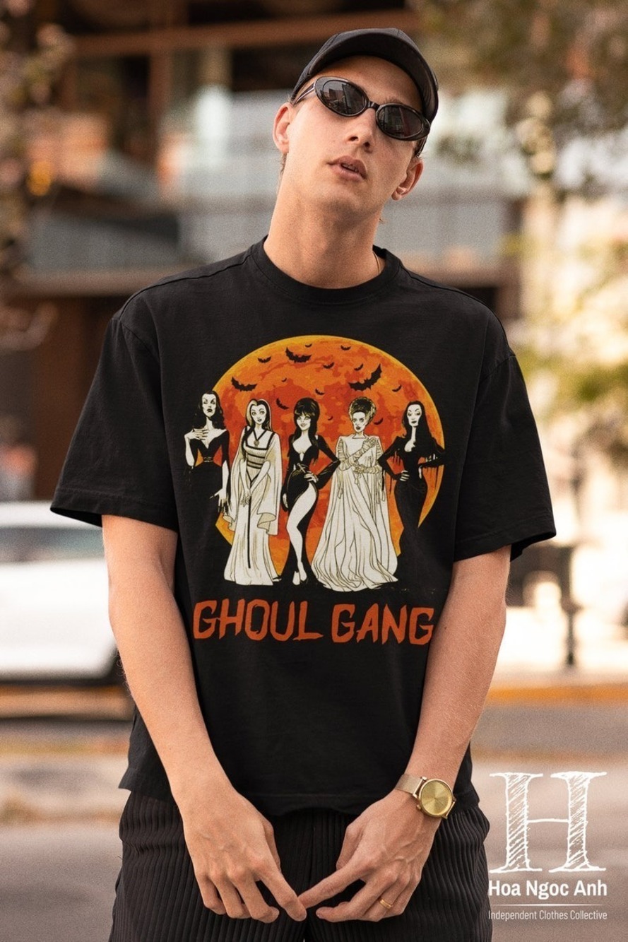 Ghoul Gang Sunset Halloween T-Shirt Goth Queens Morticia Addams Witches